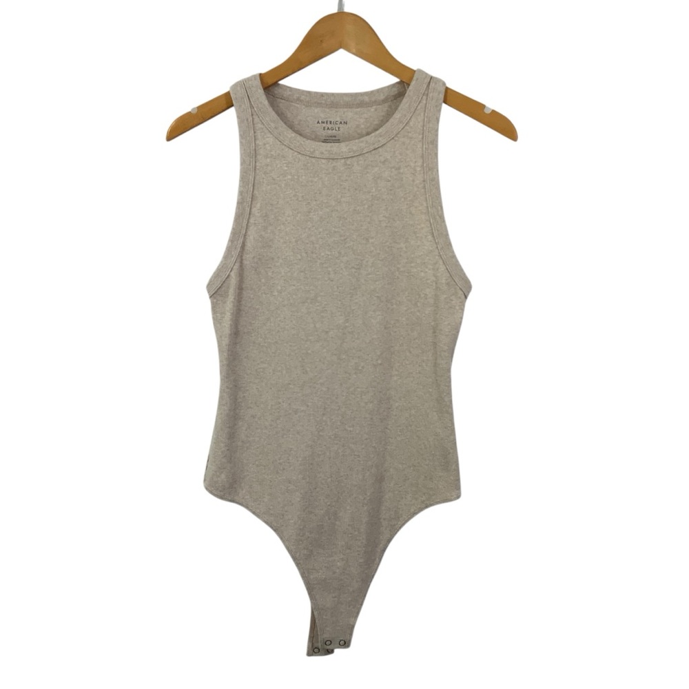 AMERICAN EAGLE Womens Size Large Beige Cream Bodysuit Tank Top One Piece S2